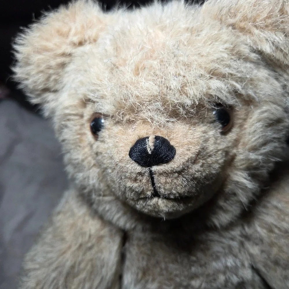Vtg 1984 Handcrafted Sennebec Teddy Bear Jointed Mohair Wool Leather Plush Toy